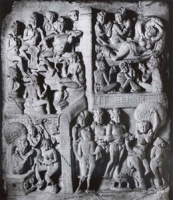  The Dream of Maya and the Birth of Buddha, plate at the basement of the stupa of Amaravati